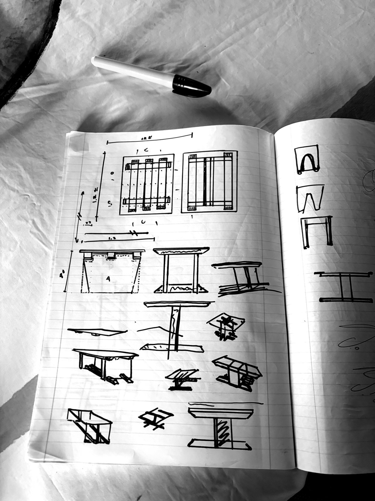 Working drawings from the studio sketchbook